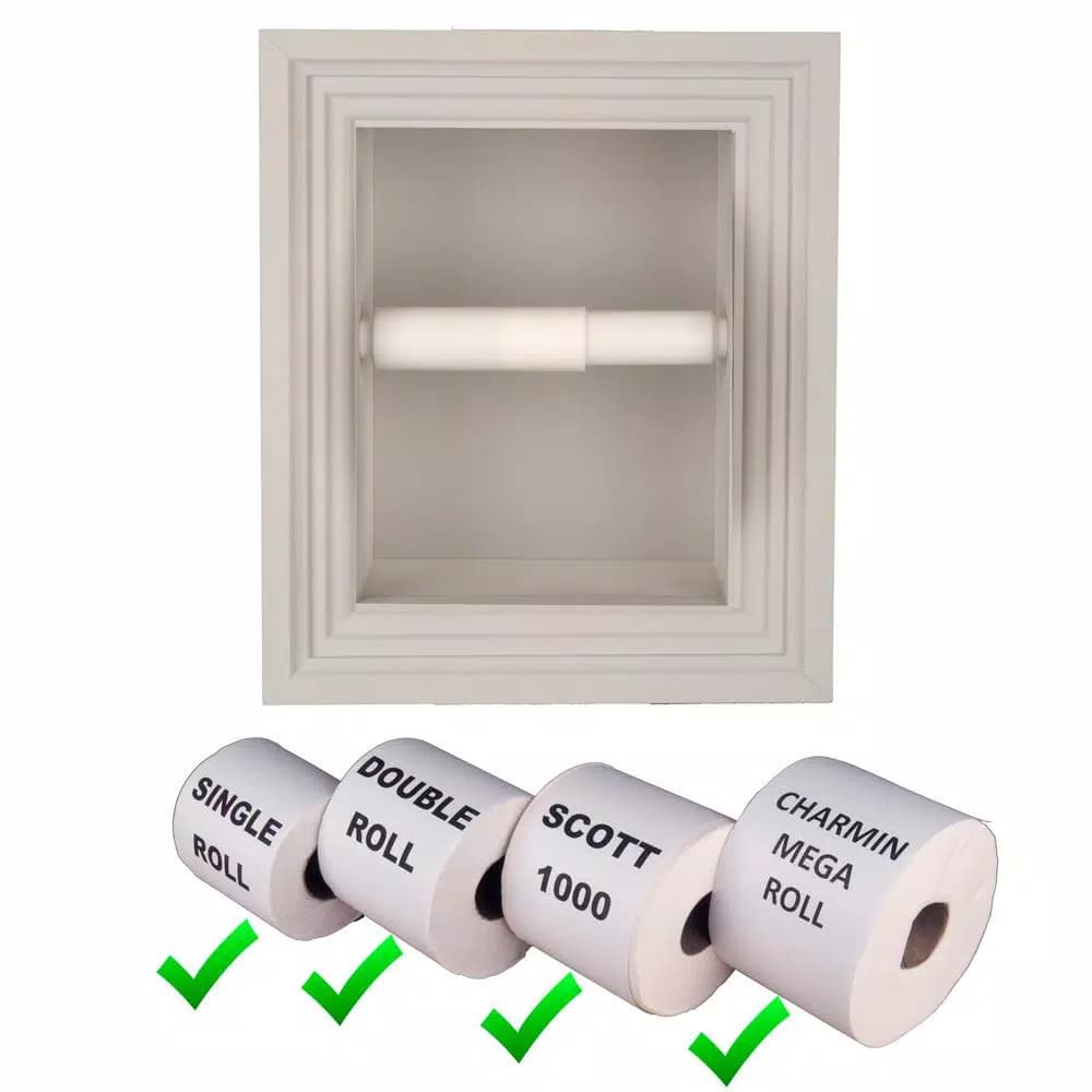 Unbranded Newton Recessed Toilet Paper Holder with Melbourne Frame, Solid Pine, Gray