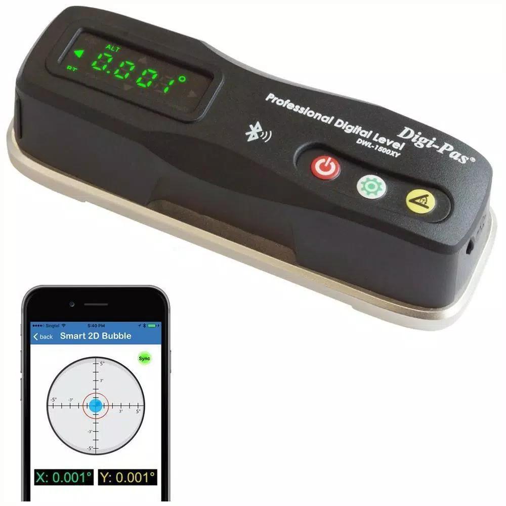 Digi-Pas DWL1500XY 6 in. 2-Axis Smart Master Precision Digital Level & Bluetooth Inclinometer