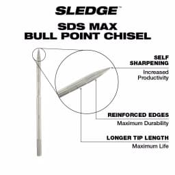 Milwaukee 16 in. SDS-Max SLEDGE Steel Bull Point Chisel Bit thumbnail 3