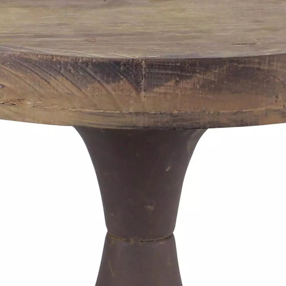 Stonebriar Collection 9 in. Rustic Wooden Pedestal Tray - Farmhouse Style Candle Holder & Centerpiece