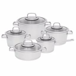 BergHOFF Essentials Manhattan 10-Piece Stainless Steel Cookware Set with Glass Lids, Induction Ready thumbnail 1
