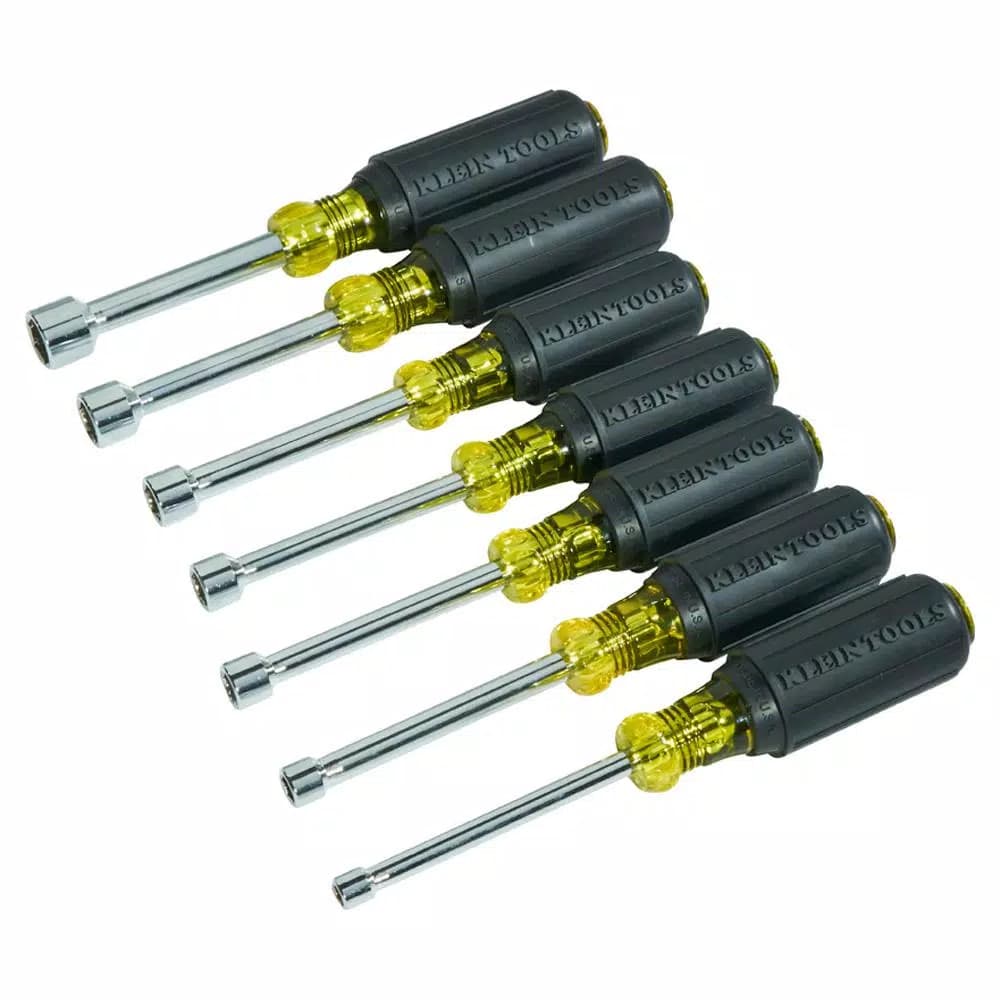 Klein Tools 7-Piece Magnetic Nut Driver Set with 3 in. Hollow Shafts and Cushion Grip Handles
