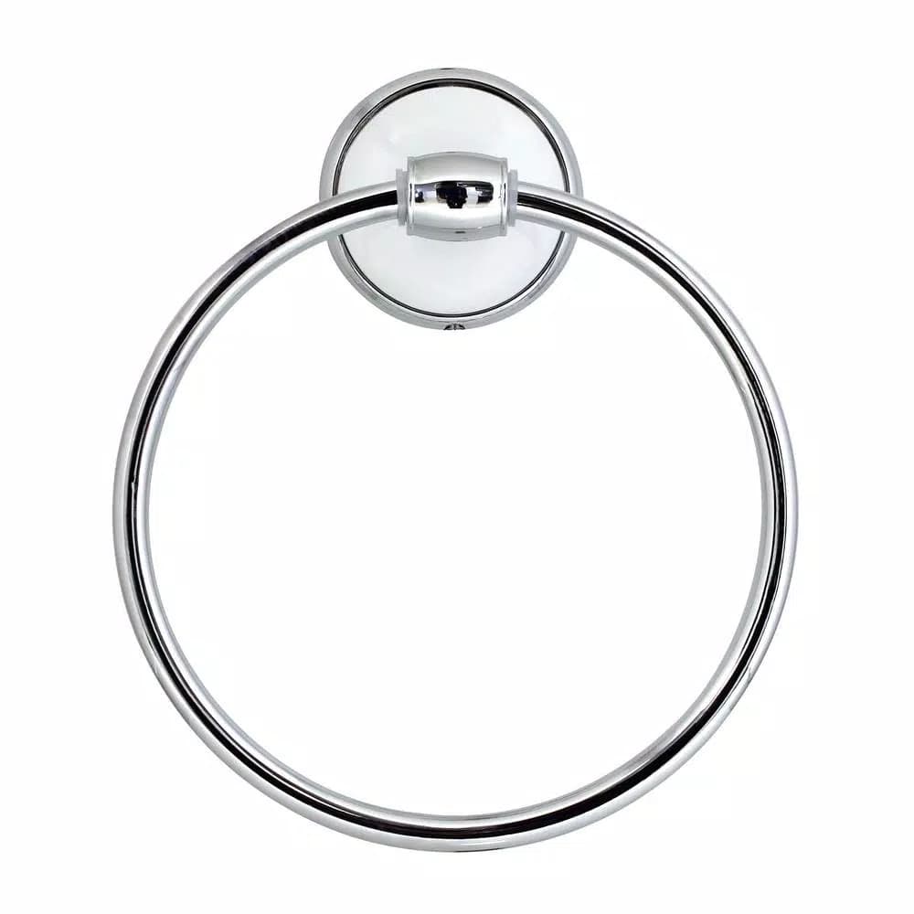 MODONA ARORA White Porcelain and Polished Chrome Towel Ring