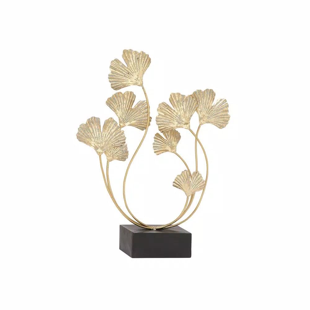 LITTON LANE Natural Reflections 22" Gold Ginkgo Leaf Iron Sculpture with Black Base