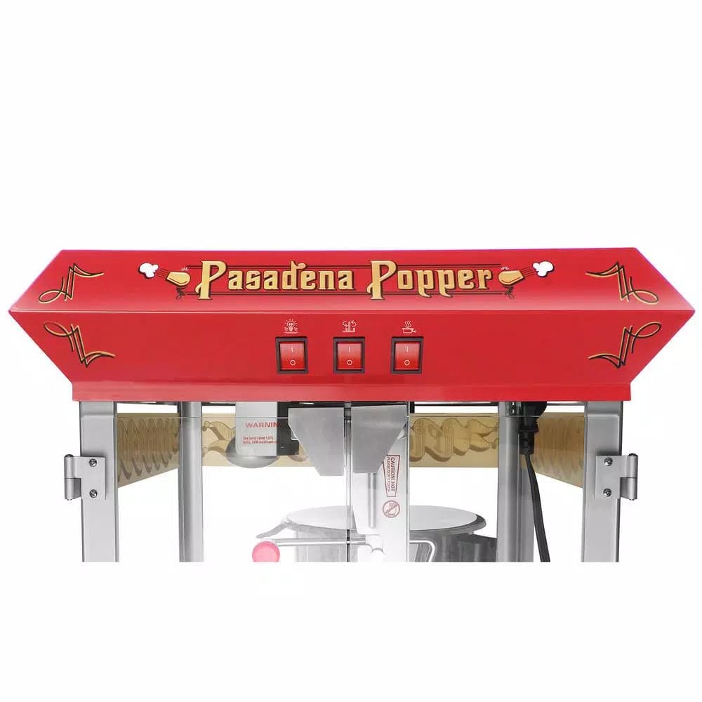 Great Northern Princeton 8 oz. Antique Red Popcorn Machine with Cart, Commercial Quality Oil Popper