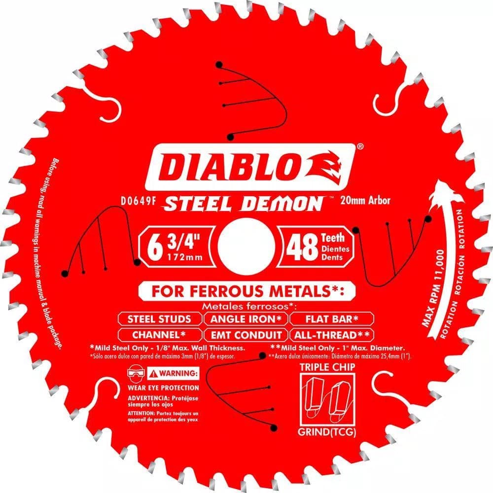 Diablo Steel Demon 6-3/4 in. 48-Tooth 20mm Arbor Carbide Metal Cutting Saw Blade