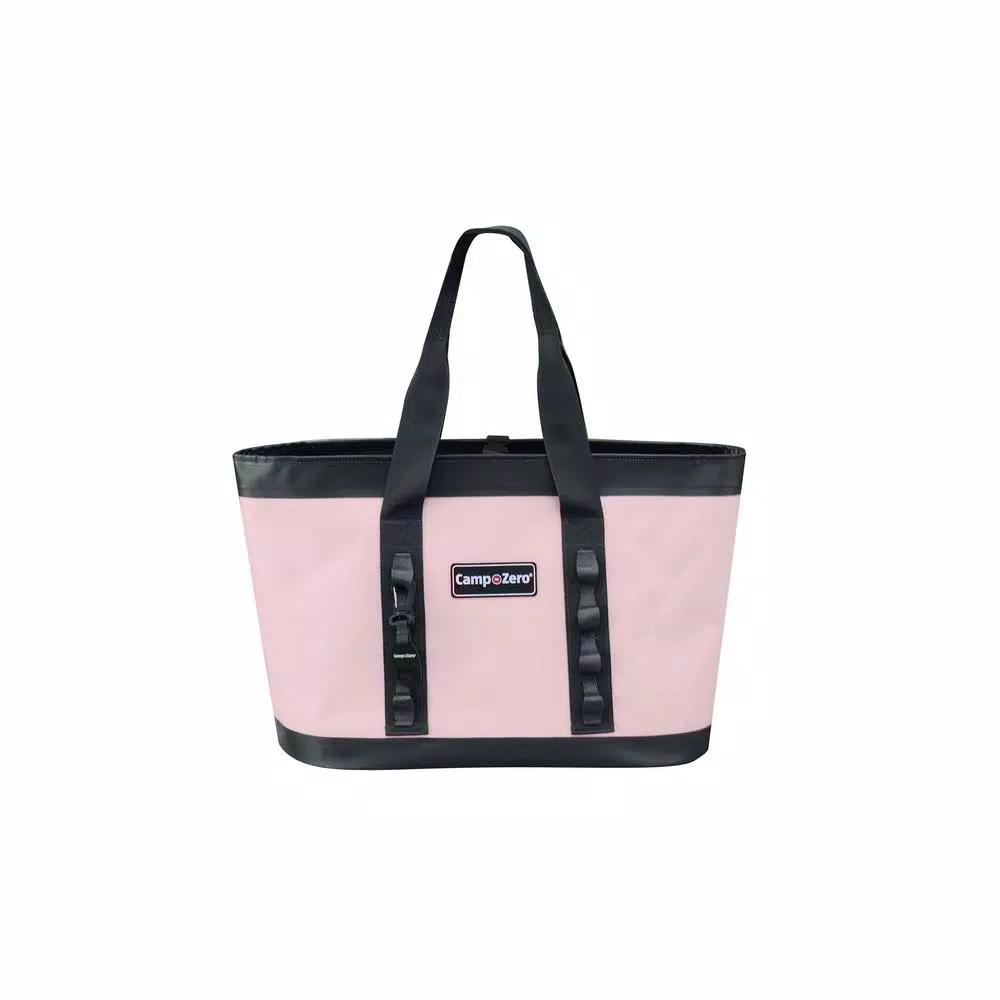 Camp-Zero Premium Carry-All Tote Bag - Rugged Waterproof Soft-Side Cooler, Pink and Gray