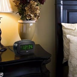 Equity by La Crosse Digital 0.60 in. Green LED Electric Alarm Table Clock with Snooze - Black thumbnail 1