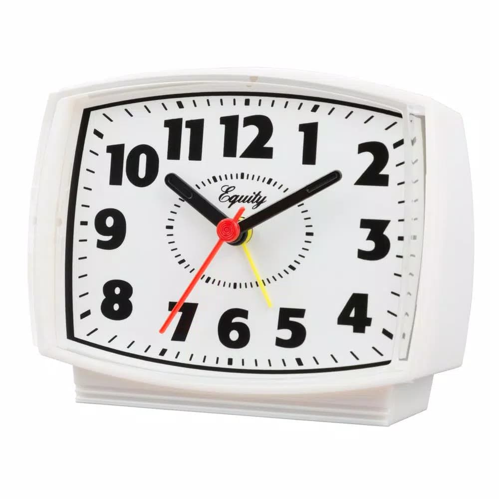 Equity by La Crosse 3 in. Analog Electric Alarm Clock with Backlight, White