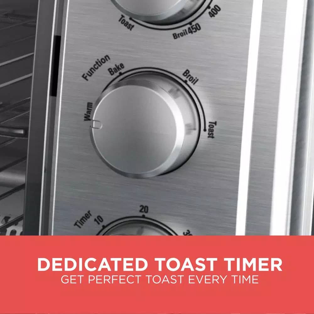 BLACK+DECKER 1500W 9-Slice Silver Toaster Oven with Rotisserie and Convection