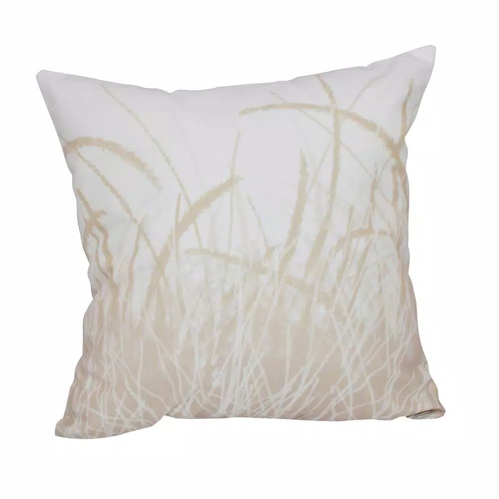 Unbranded E by Design 16 in. Floral Print Throw Pillow, Taupe/Beige Sea Grass 1