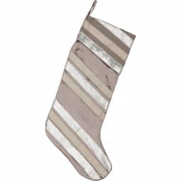 VHC Brands 20 in. Allura Dove Grey Viscose Velvet Christmas Stocking with Taupe and Silver Trim thumbnail 1