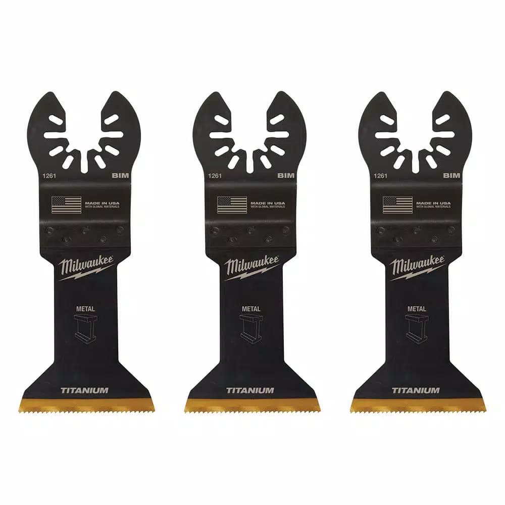 Milwaukee 1-3/4 in. Titanium Bi-Metal Universal Fit Oscillating Multi-Tool Blades, 3-Pack