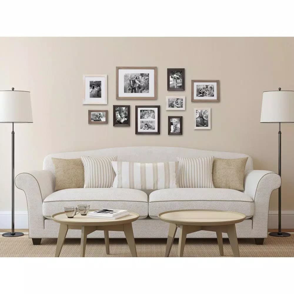 Kate and Laurel Bordeaux 10-Piece Gallery Wall Picture Frame Set - Multicolored Neutral Finishes