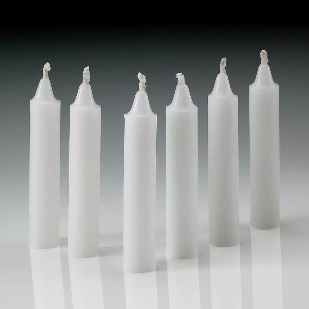 Light In The Dark White Taper Candles, 4 in. x 1/2 in. Thick, Unscented, Dripless, Set of 60