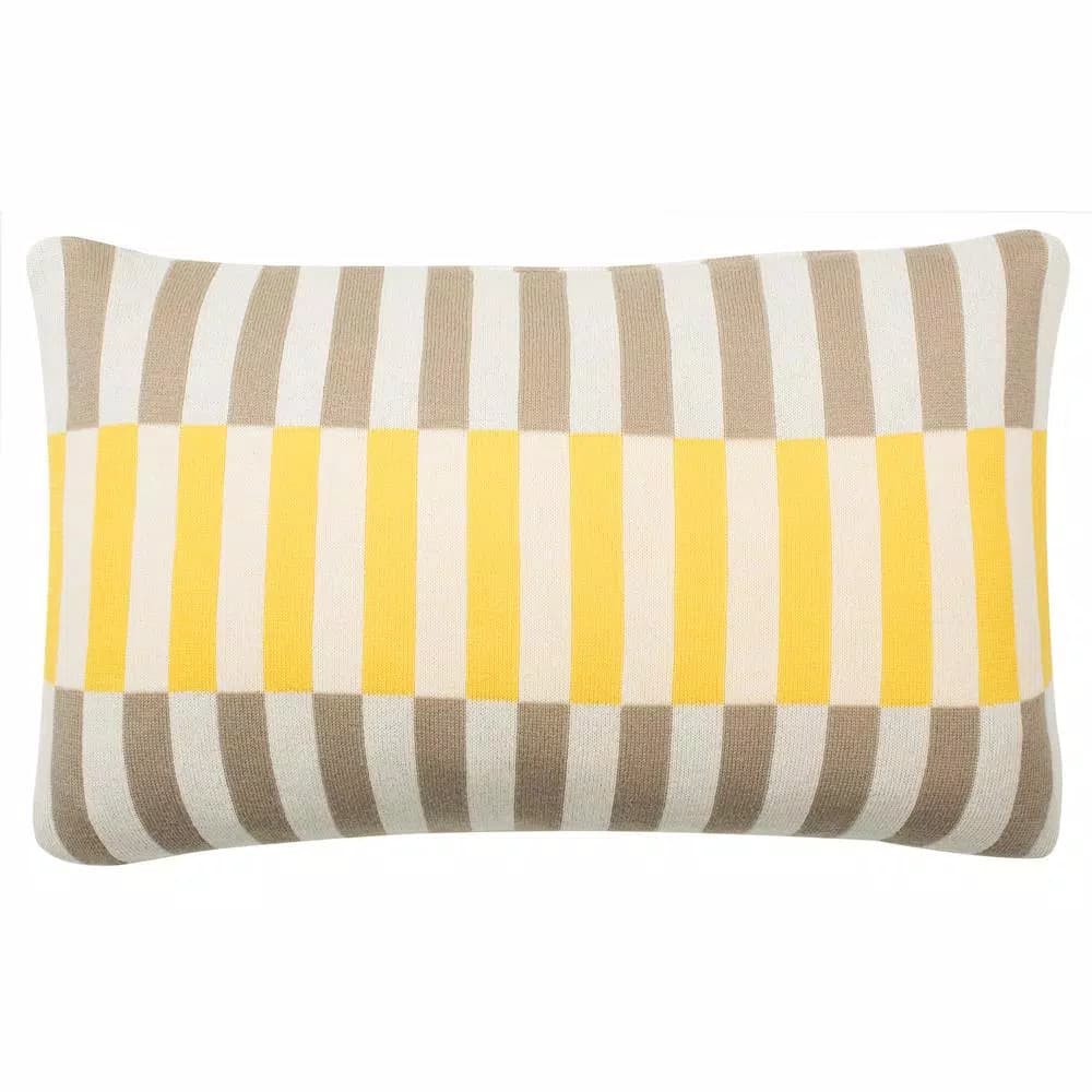 Safavieh Multi-Blocks 12 in. x 20 in. Stone Yellow Natural Striped Throw Pillow