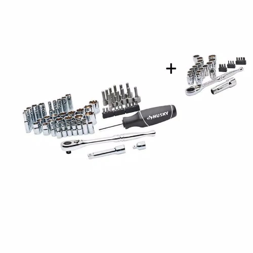 Husky 90-Piece Mechanic Tool Set with 28-Piece 3/8 in. Drive Pass-Through Socket Wrench Set