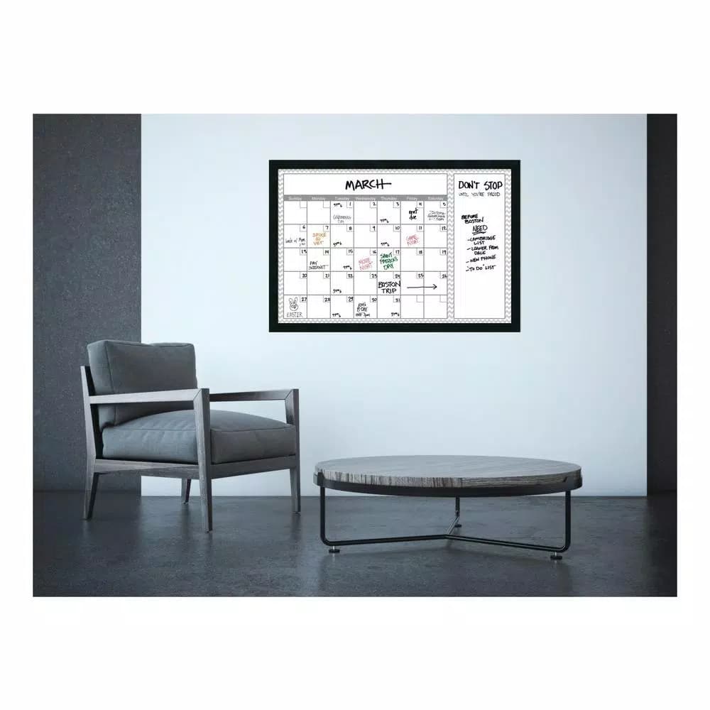 Amanti Art Grey Chevron Framed Glass Dry Erase Calendar Board, 38 x 26 in.
