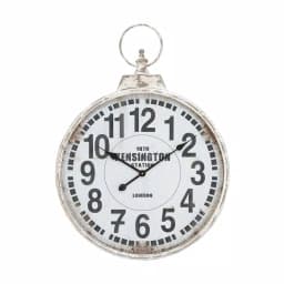 LITTON LANE 32 in. London Inspired Antique Round Wall Clock - Distressed White Metal Farmhouse Decor thumbnail 4