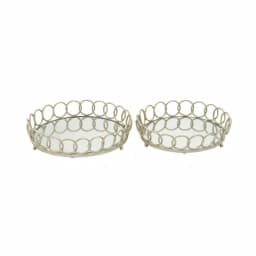 LITTON LANE Modern Reflections Silver Round Mirror Ring Trays, Set of 2 thumbnail 2