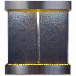 Water Wonders Nojoqui Falls Double Lightweight Slate Wall Fountain with Stainless Steel Trim thumbnail 1