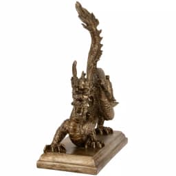 Oriental Furniture 11 in. Chinese Dragon Decorative Statue - Metallic Resin Sculpture thumbnail 3
