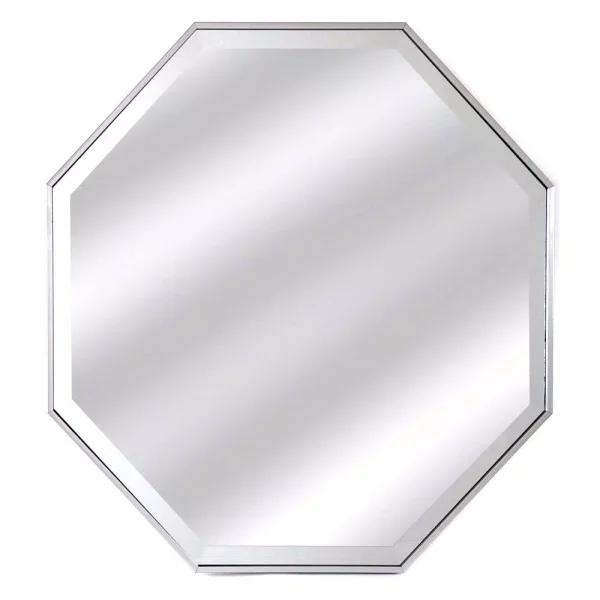 Alpine Art & Mirror Tivoli Octagon Beveled Glass Contemporary Mirror with Silver Frame, 28 x 28 in.
