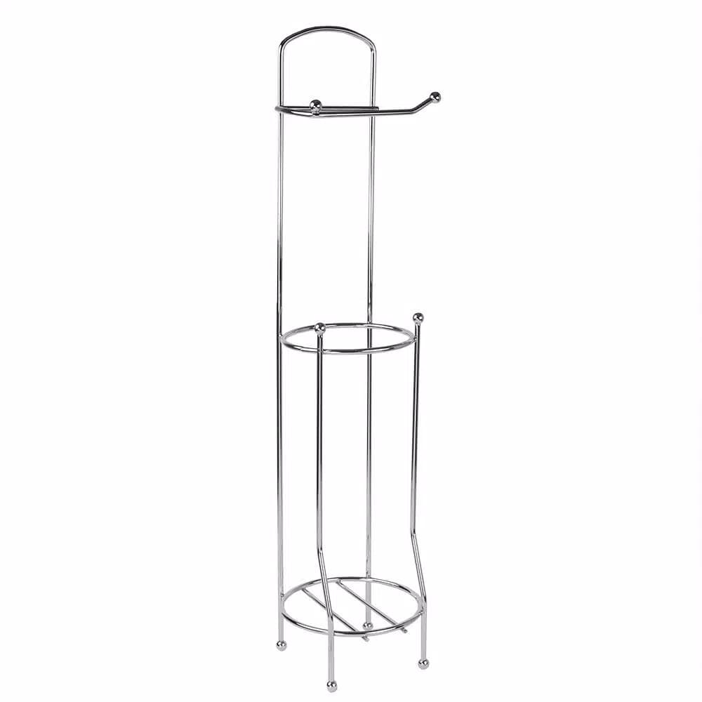 Home Basics Freestanding Chrome Toilet Paper Holder and Dispenser with 3-Roll Storage