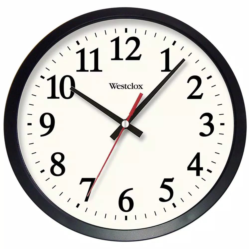 Westclox 14 in. Black Electric Wall Clock with Battery Backup