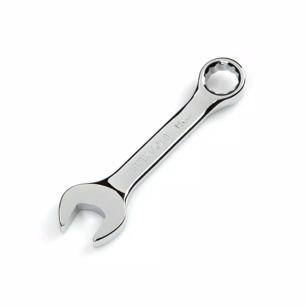 TEKTON 15 mm Stubby Combination Wrench, Chrome Vanadium Steel