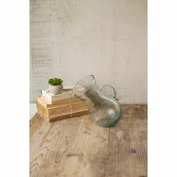 Unbranded 36 oz. Clear Hand-Blown Glass Tilted Pitcher and Vase thumbnail 2