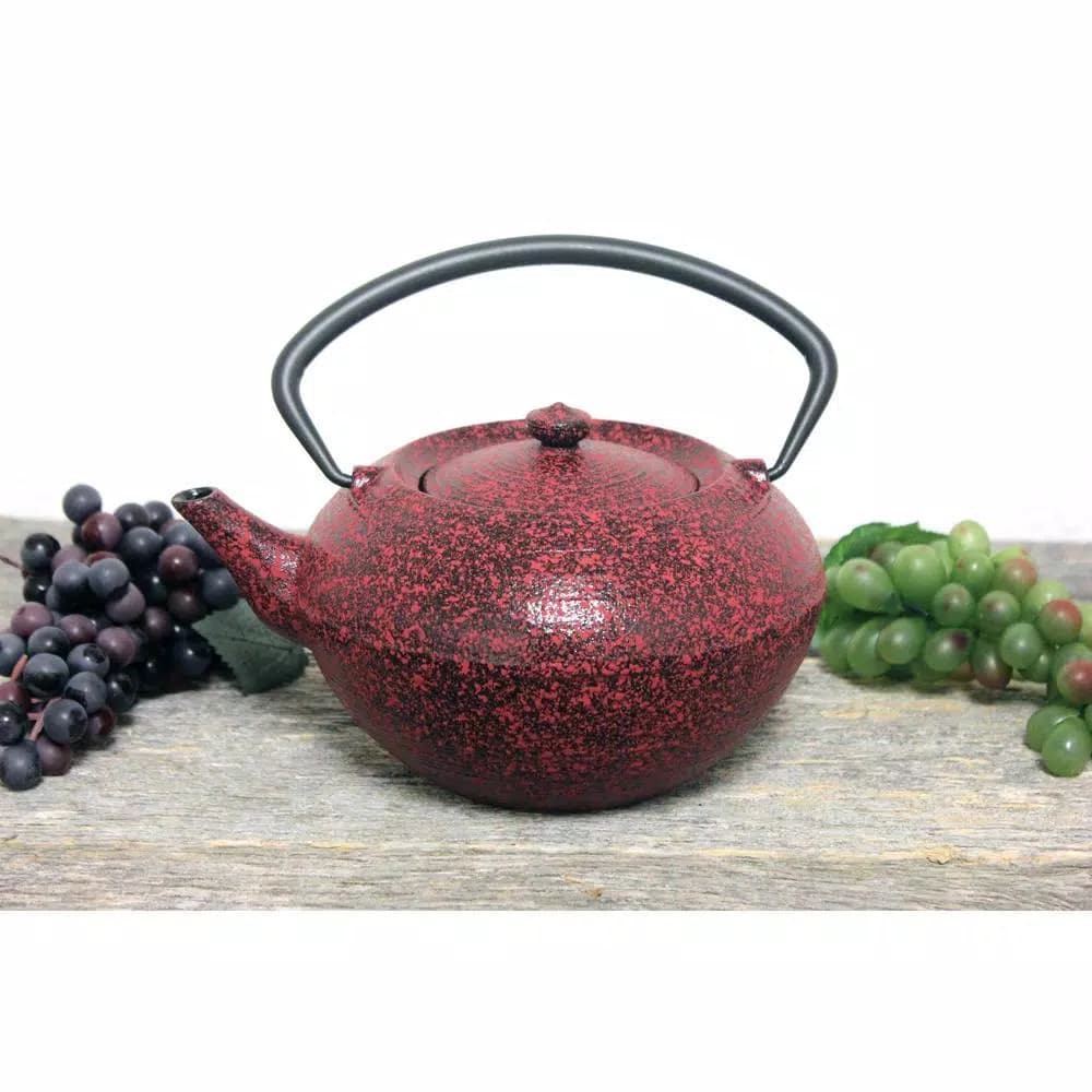 BergHOFF Studio 1.4 Qt. Red Cast Iron Teapot with Stainless Steel Filter