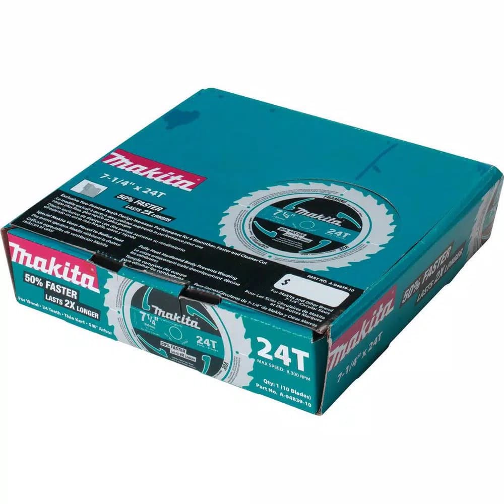 Makita 7-1/4 in. 24-Teeth Carbide-Tipped Framing Saw Blade, 10-Pack