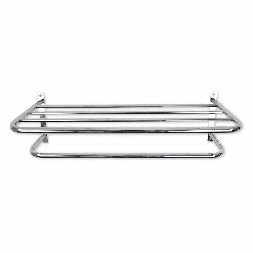 Unbranded Chrome Plated Steel 1-Bar Wall Mount Towel Rack and Bathroom Shelf