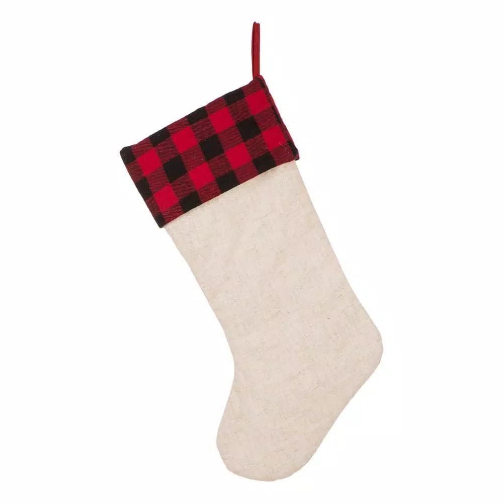 Glitzhome 21 in. LED Embroidered Linen Christmas Stocking - Dog Theme