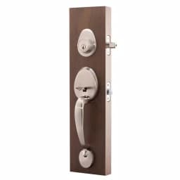 Copper Creek Colonial Satin Stainless Door Handleset with Waverly Lever Trim thumbnail 2