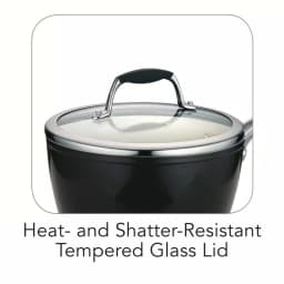 Tramontina Gourmet Ceramica Deluxe 3 Qt. Aluminum Ceramic Nonstick Sauce Pan with Glass Lid, Metallic Black thumbnail 3