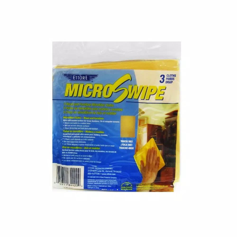 Ettore MicroSwipe Microfiber Cleaning Cloths for Wood and Furniture, 3-Pack