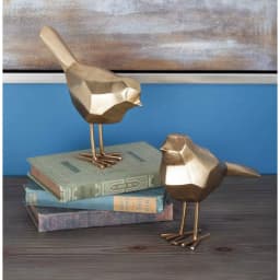 CosmoLiving by Cosmopolitan Geometric Gold Bird Decorative Sculptures, Set of 2 Modern Abstract Bird Figurines thumbnail 5