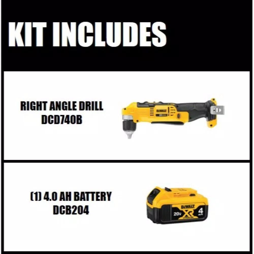 DEWALT 20V MAX Cordless 3/8 in. Right Angle Drill/Driver with 4.0Ah Battery