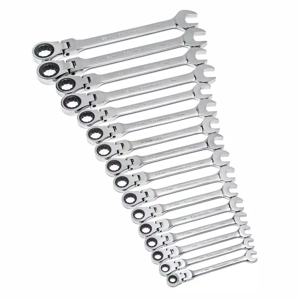 GEARWRENCH 16-Piece Metric Flex-Head Ratcheting Combination Wrench Set