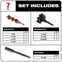 Milwaukee Selfeed High-Speed Steel Wood Boring Bit Set, 7-Piece thumbnail 2