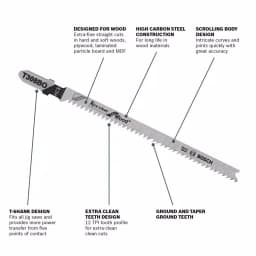 Bosch 4-1/2 in. High Carbon Steel T-Shank Jig Saw Blades for Wood and MDF (5-Pack) thumbnail 3