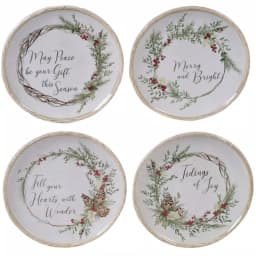 Certified International Holly and Ivy 4-Piece Earthenware Canape Plate Set, Service for 4 thumbnail 1