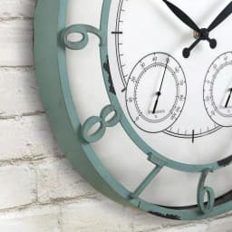FirsTime 18 in. Laguna Round Outdoor Wall Clock with Thermometer and Hygrometer - Aged Teal thumbnail 2