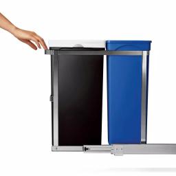 simplehuman 35-Liter Commercial-Grade Under-Counter Pull-Out Dual Recycling Trash Can, Stainless Steel thumbnail 6