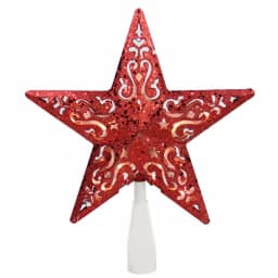 Northlight 8.5 in. Red Glitter Star Christmas Tree Topper with Clear Lights thumbnail 1
