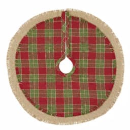 VHC Brands Robert Barn Red & Forest Green Rustic Plaid Christmas Tree Skirt, 21 in. thumbnail 1