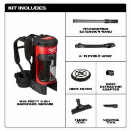 Milwaukee M18 FUEL 18V Lithium-Ion Brushless 1 Gal. 3-in-1 Cordless Backpack Vacuum (Tool-Only) thumbnail 14