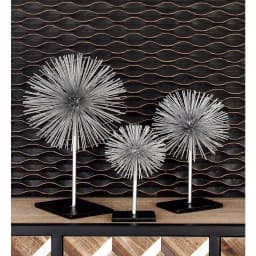 LITTON LANE Set of 3 Metal Starburst Sculptures with Stand - Silver and Black Iron Wire Decor thumbnail 3